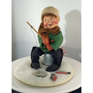 Vintage 1997 Annalee Doll Mobiltee Ice Fishing Boy 7”